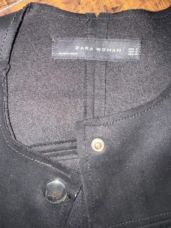 Zara Black Snap-Button Long Coat - Picture 4 of 4